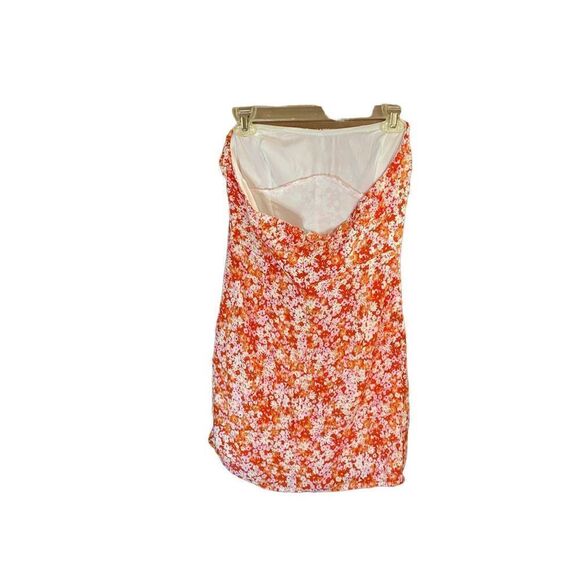 Sky to moon women’s strapless, a pop of floral mini dress size - Picture 5 of 7